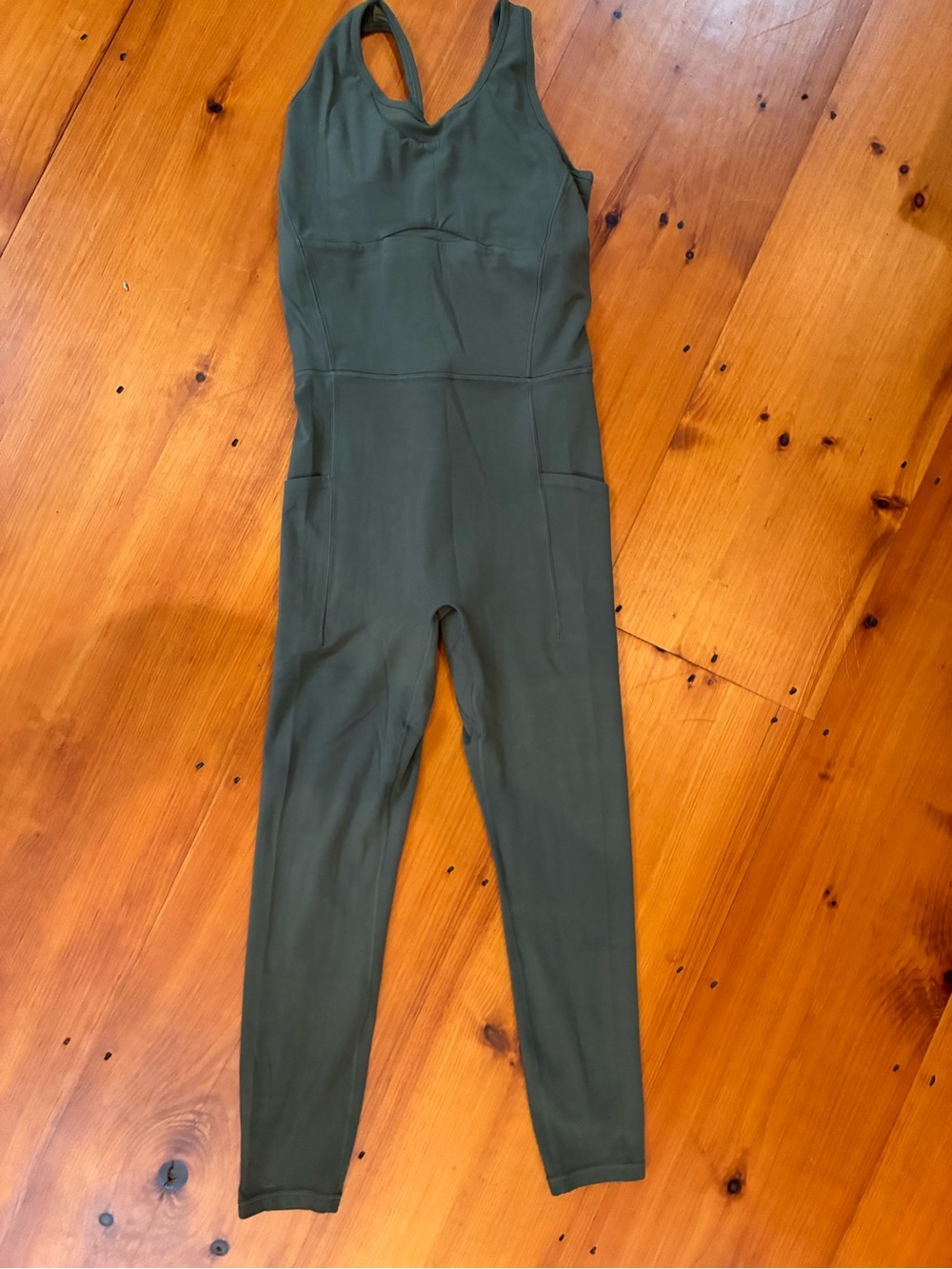 Athleta Olive Green Racerback Jumpsuit